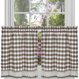 Sweet Home Collection Kitchen Window Curtain Treatment Panel, 24", Taupe (Pack